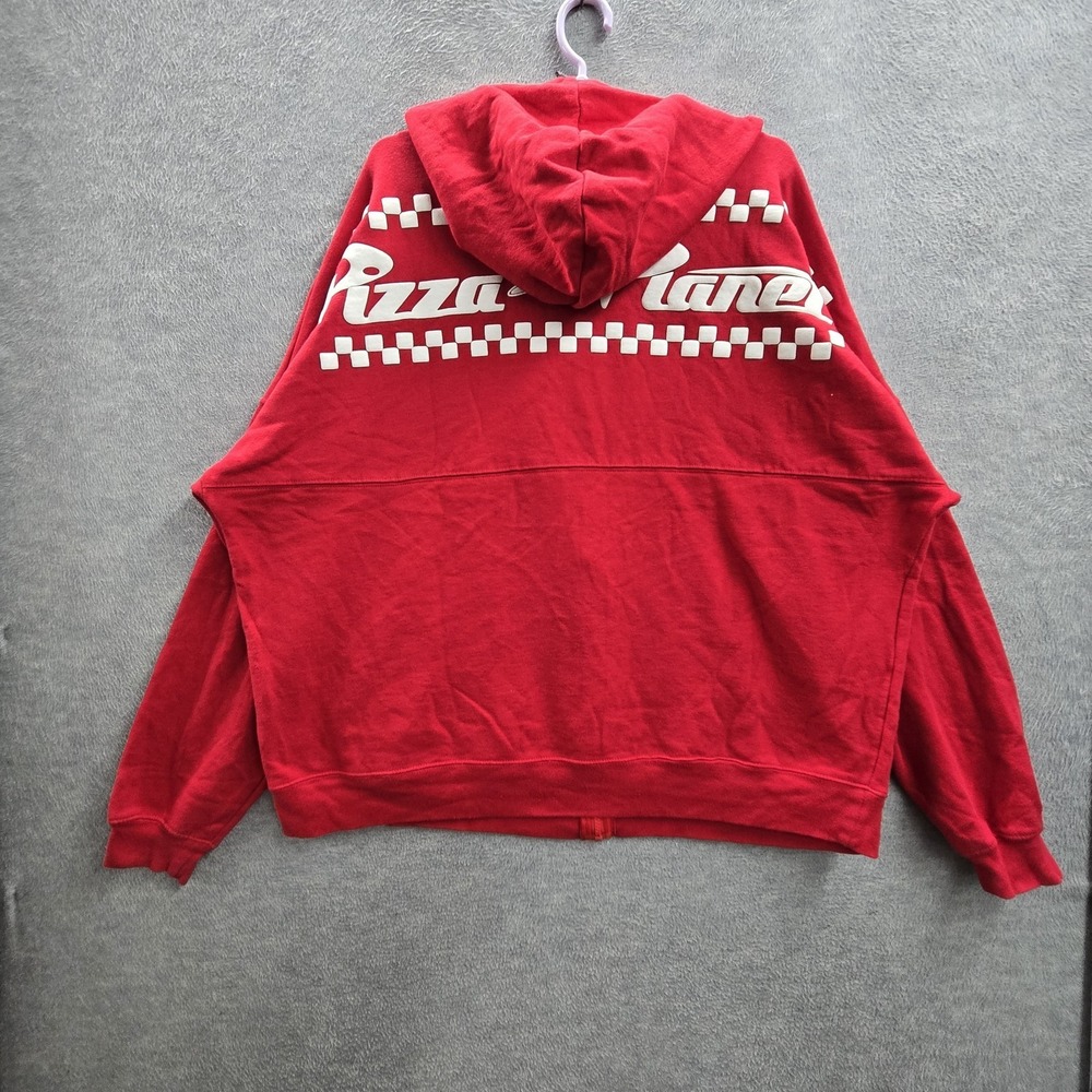 Disney Parks  Men Hoodie 2XL Red Embroidered Graphic Fleece Pizza Planet
